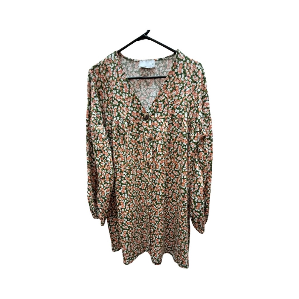 ASOS Floral V-Neck Tunic - Green and Pink